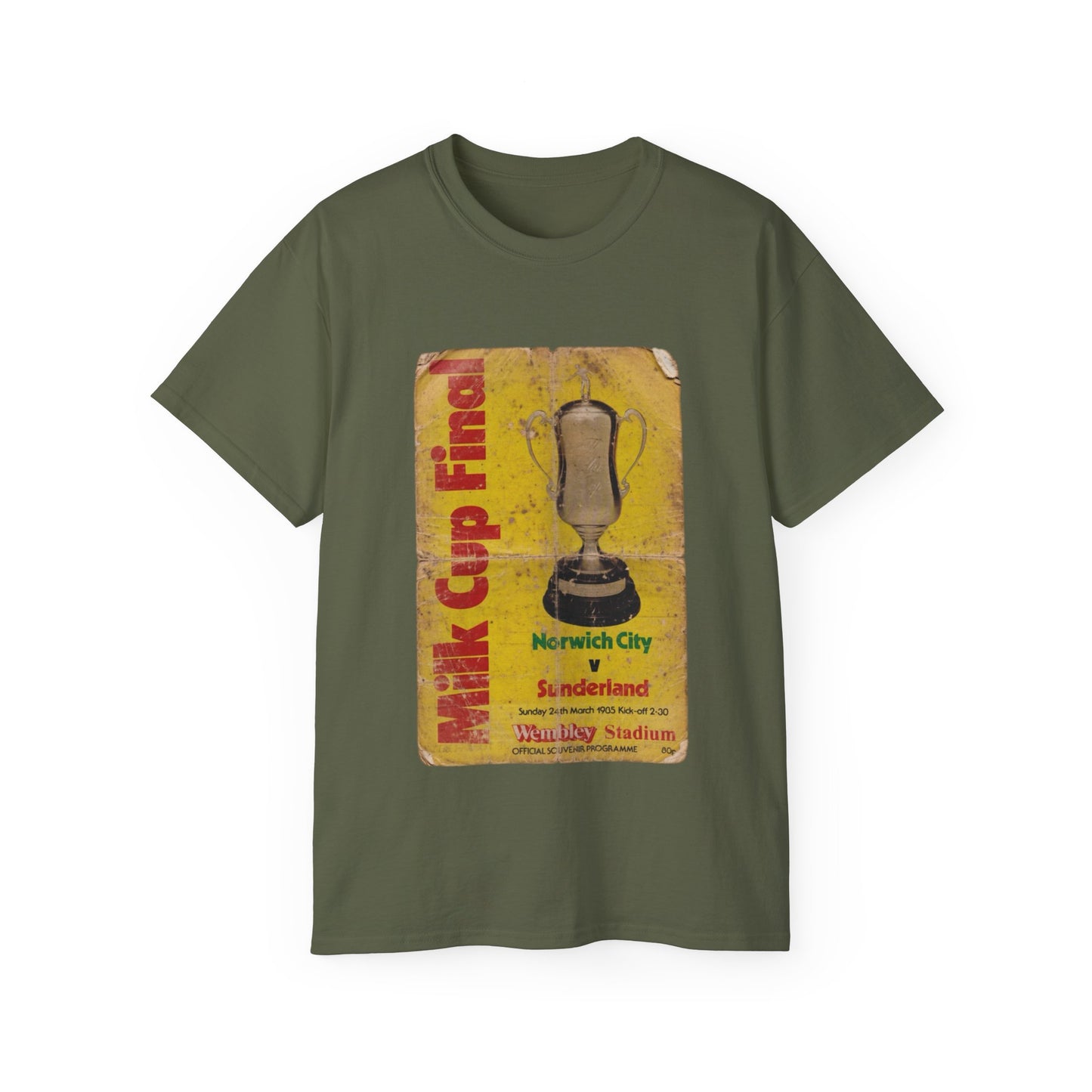 1985 Milk Cup Final Norwich City Sunderland Programme Poster Unisex Ultra Cotton Tee