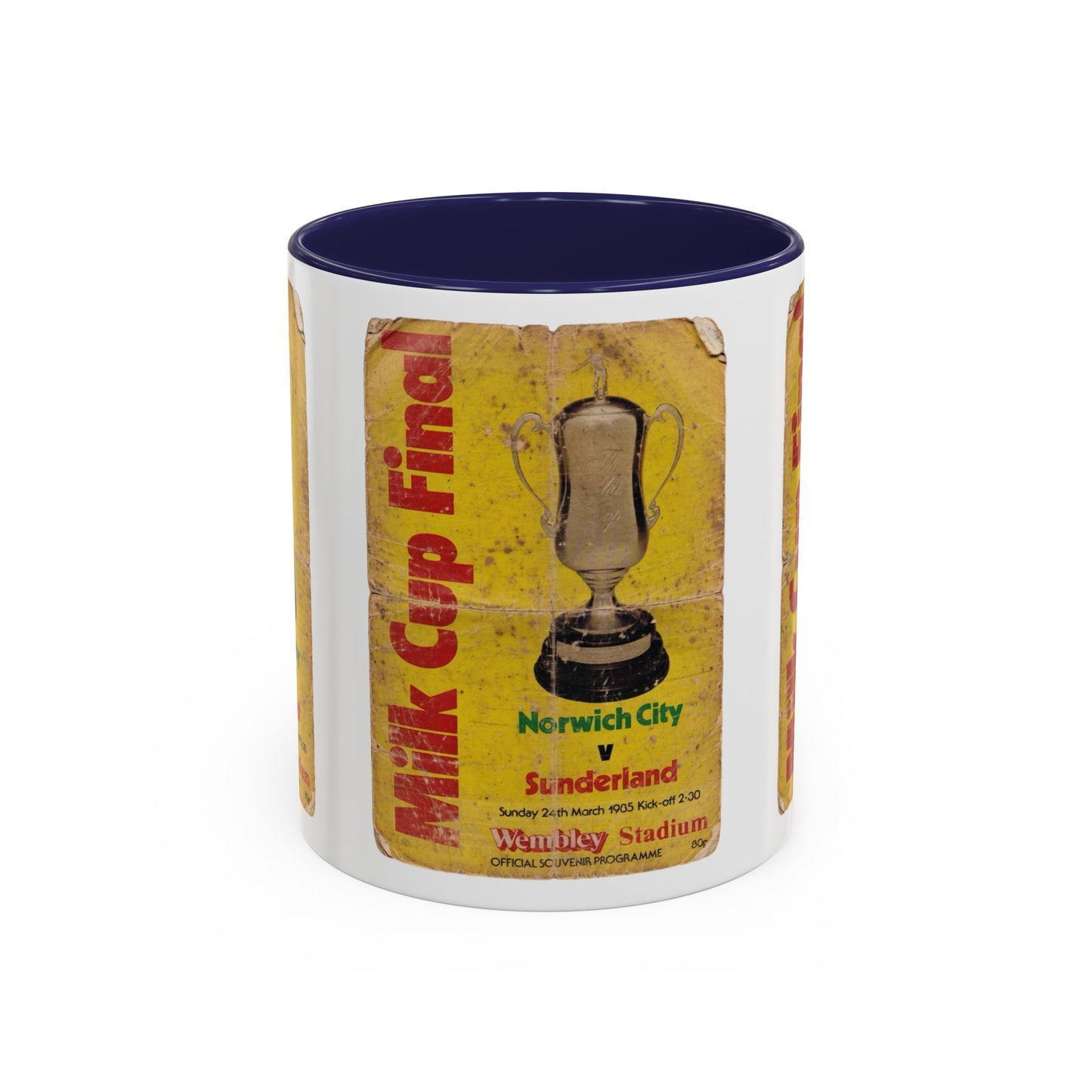 1985 Milk Cup Final Norwich City Sunderland Programme Poster Accent Coffee Mug (11, 15oz)