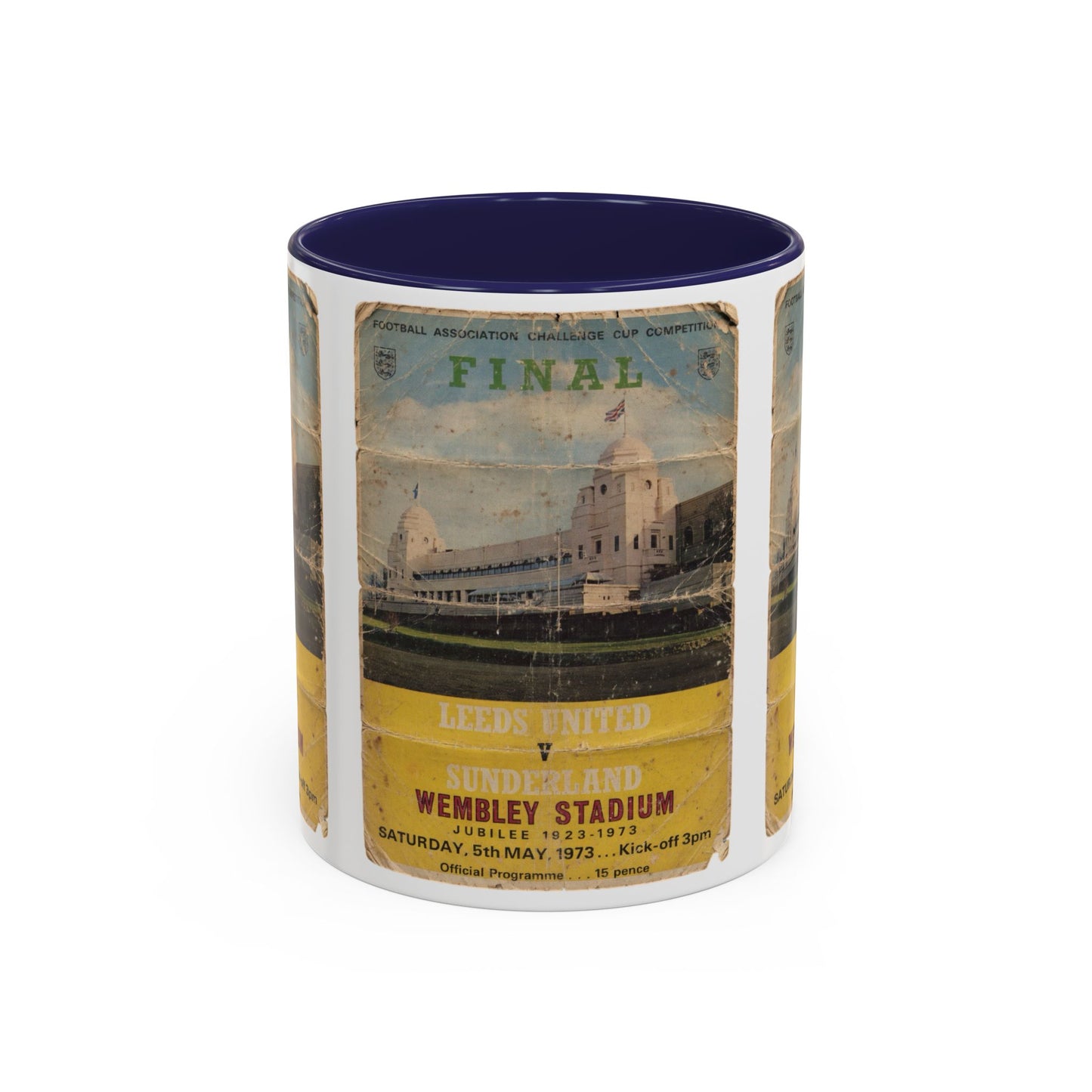 1973 FA Cup Final Programme Poster Sunderland Leeds United Accent Coffee Mug (11, 15oz)