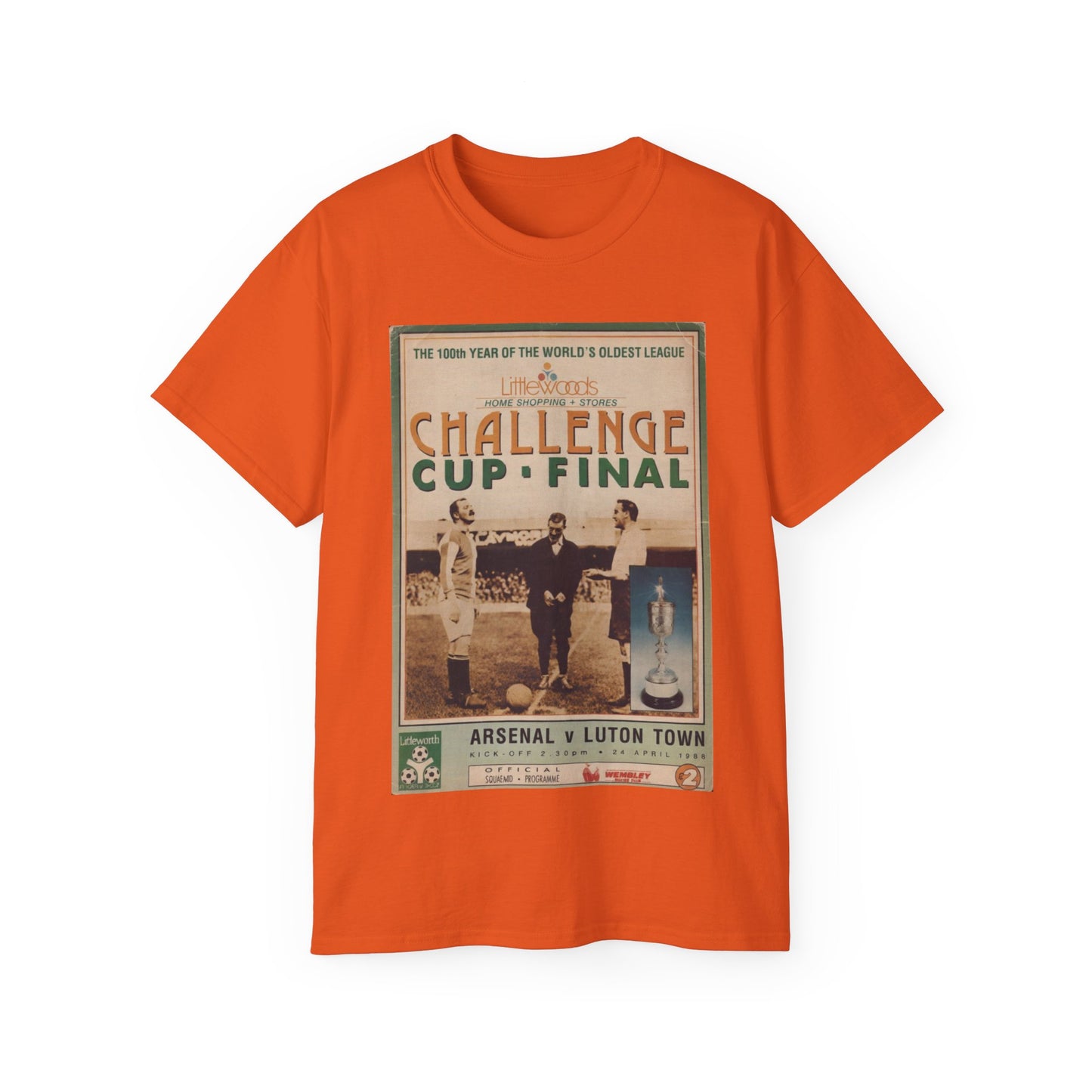 1988 Littlewoods Cup Final Luton Town Arsenal Programme Poster Unisex Ultra Cotton Tee