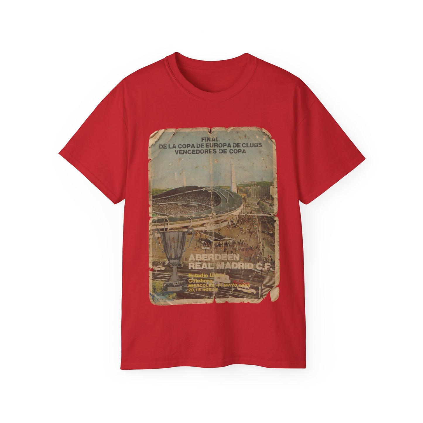 1983 European Cup Winners Cup Final Aberdeen Real Madrid Poster Unisex Ultra Cotton Tee