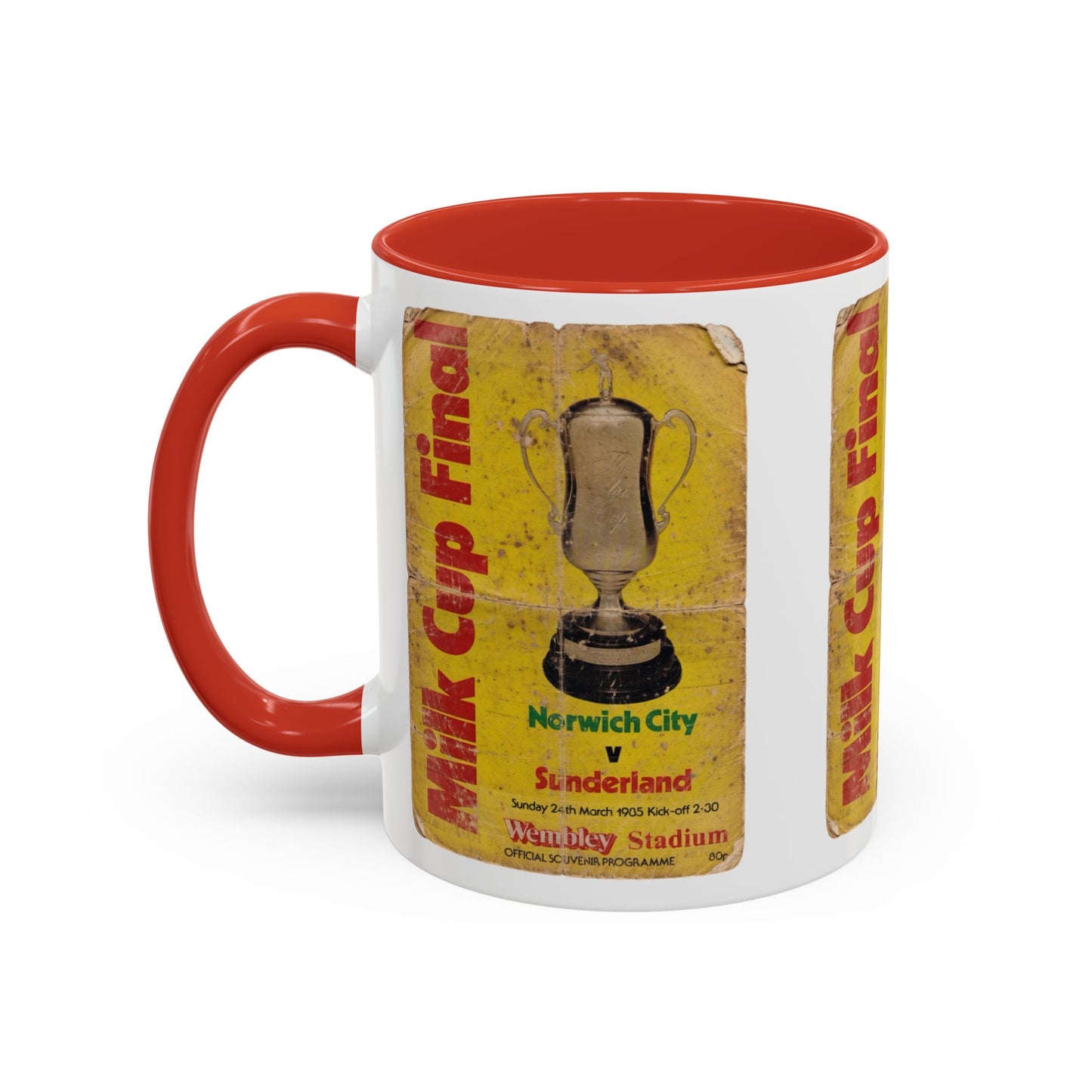 1985 Milk Cup Final Norwich City Sunderland Programme Poster Accent Coffee Mug (11, 15oz)