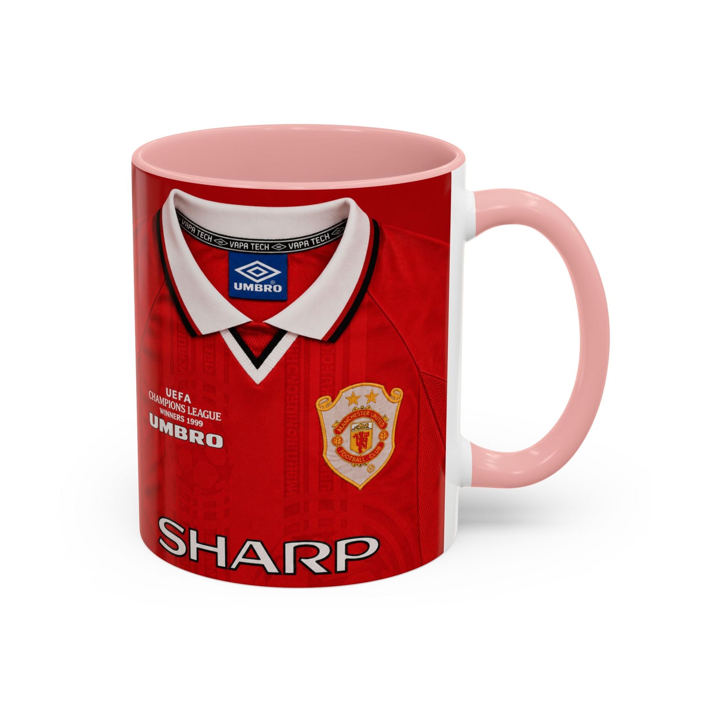 Manchester United European Shirt 1997-2000 Accent Coffee Mug (11, 15oz)