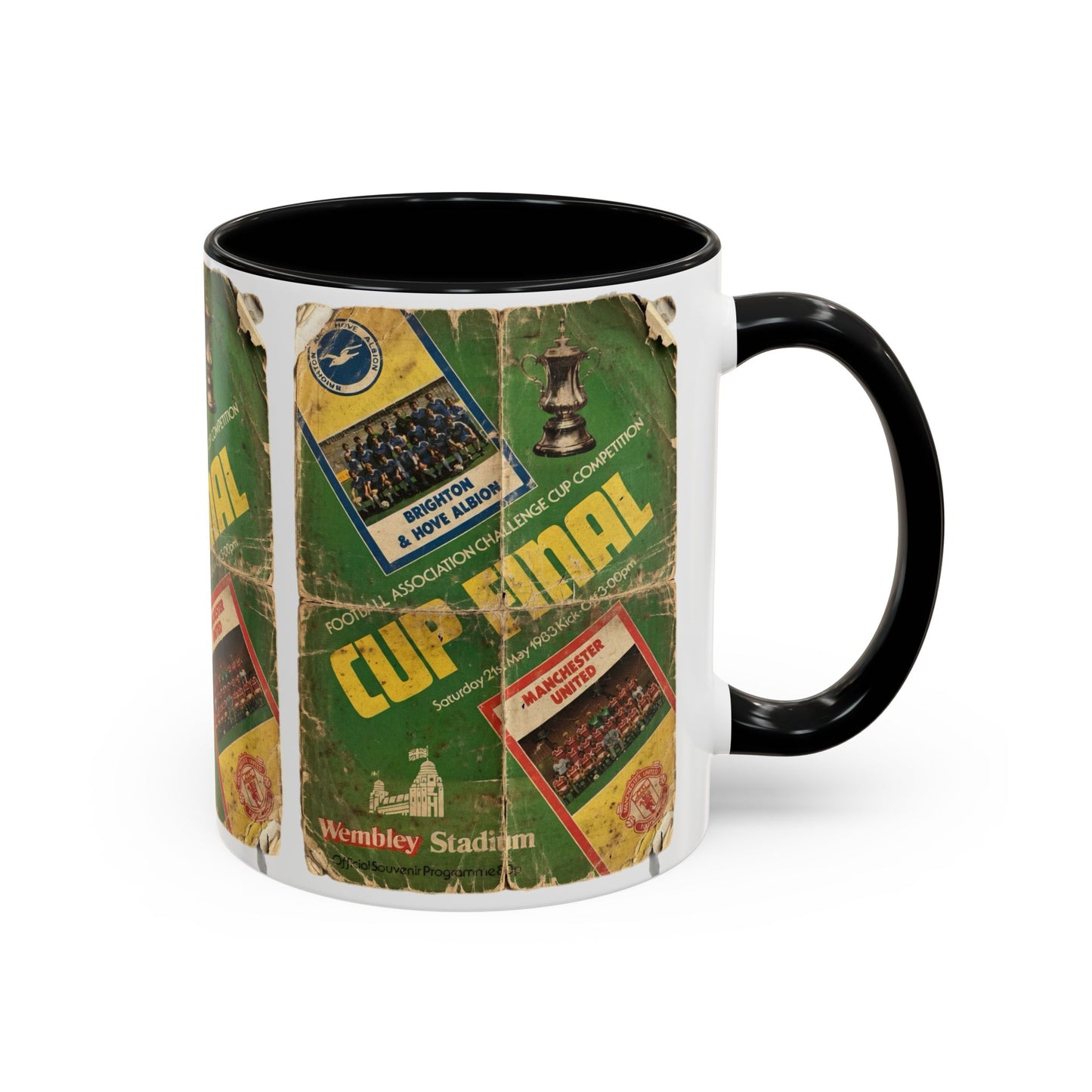 1983 FA Cup Final Manchester United Brighton Programme Poster Accent Coffee Mug (11, 15oz)