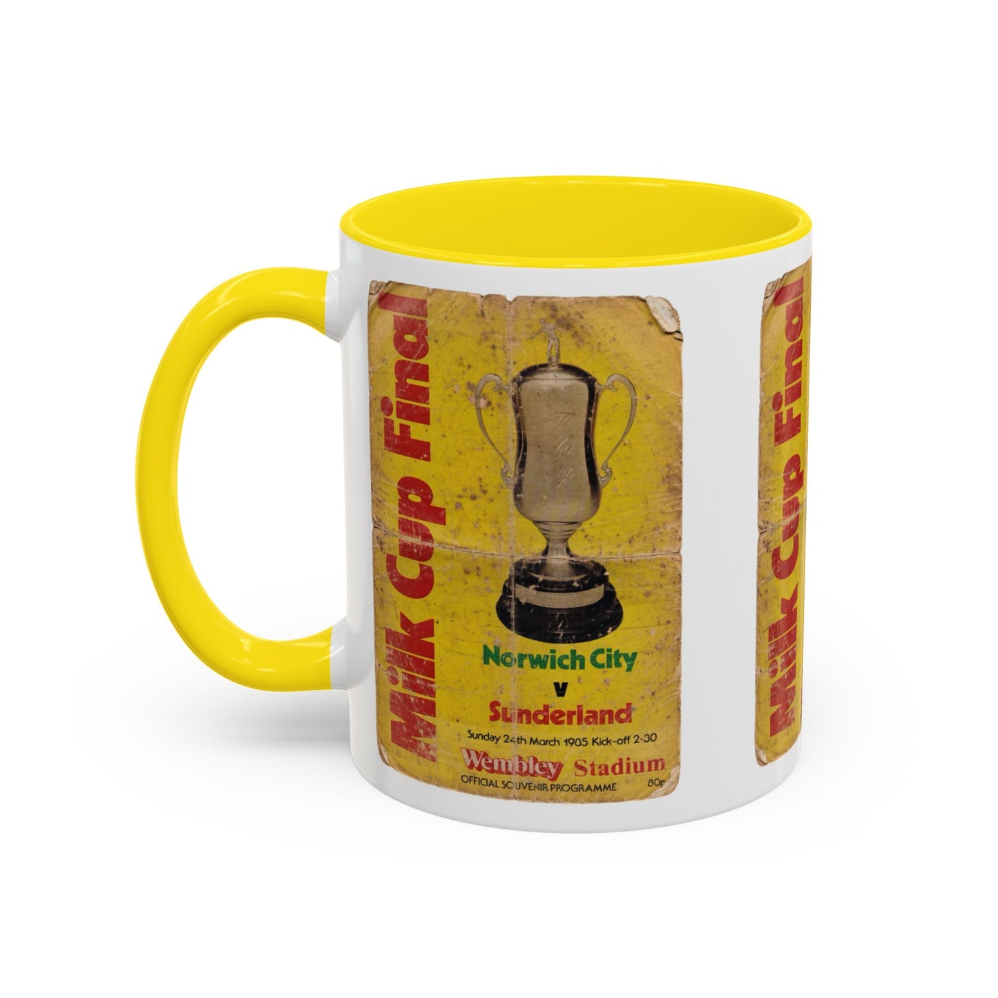 1985 Milk Cup Final Norwich City Sunderland Programme Poster Accent Coffee Mug (11, 15oz)
