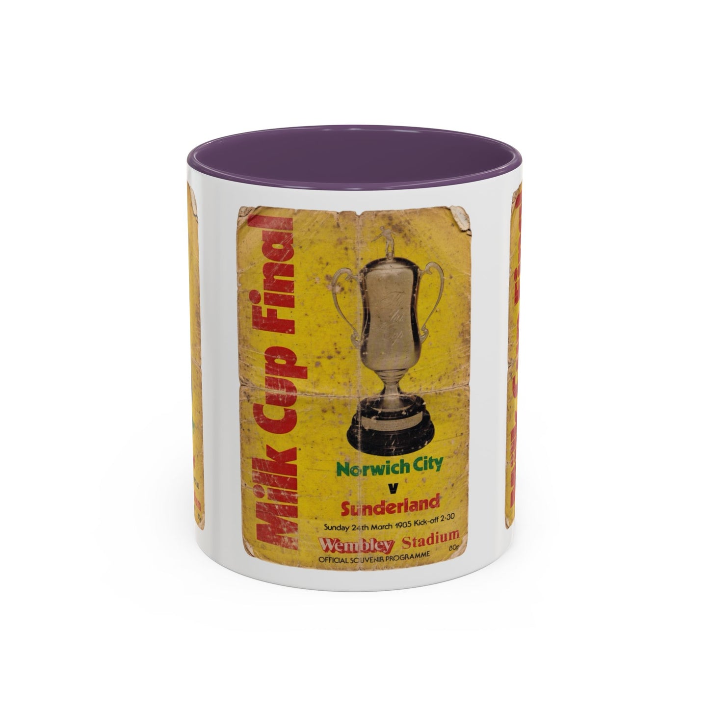 1985 Milk Cup Final Norwich City Sunderland Programme Poster Accent Coffee Mug (11, 15oz)