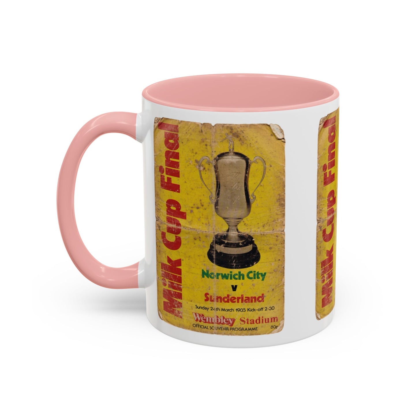 1985 Milk Cup Final Norwich City Sunderland Programme Poster Accent Coffee Mug (11, 15oz)