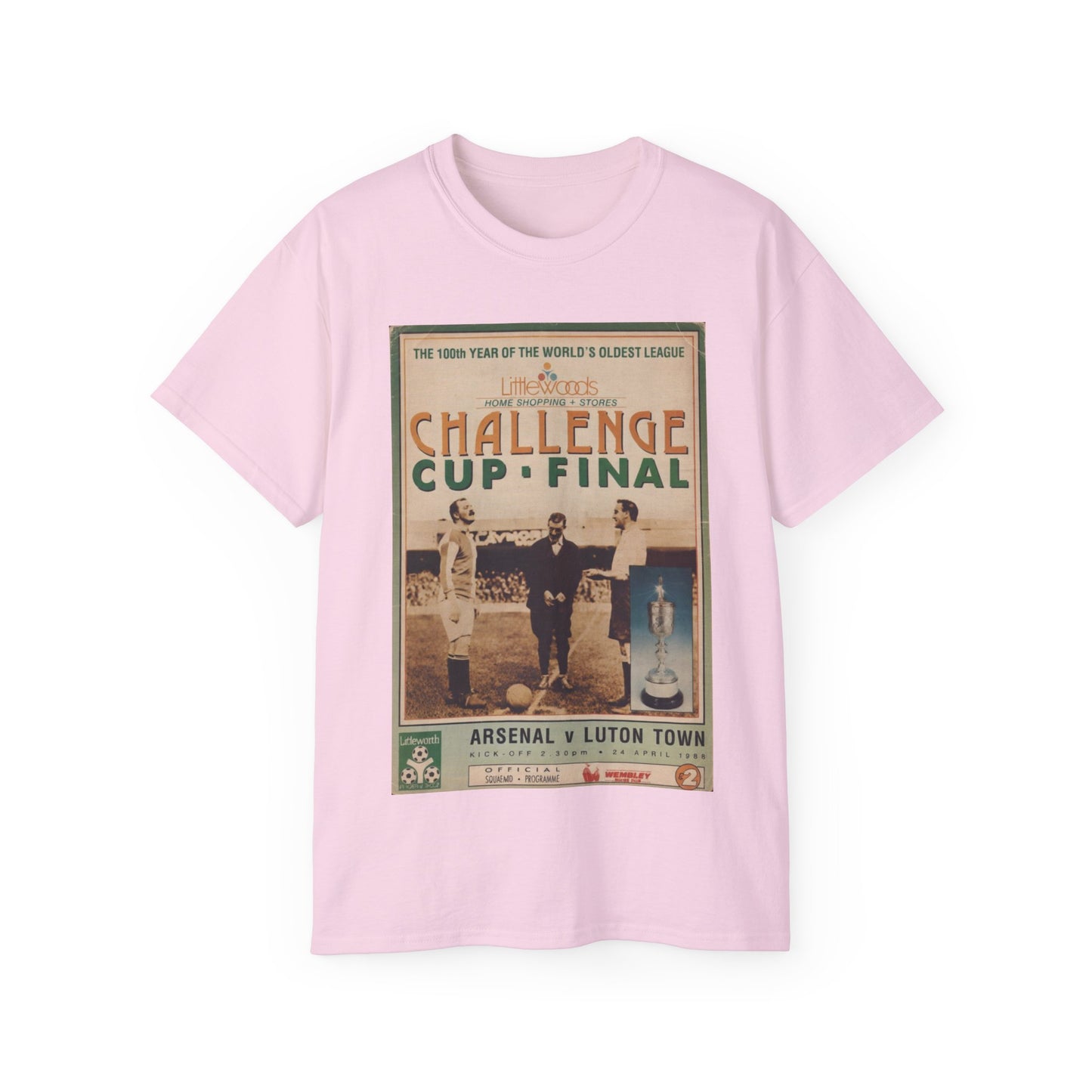 1988 Littlewoods Cup Final Luton Town Arsenal Programme Poster Unisex Ultra Cotton Tee