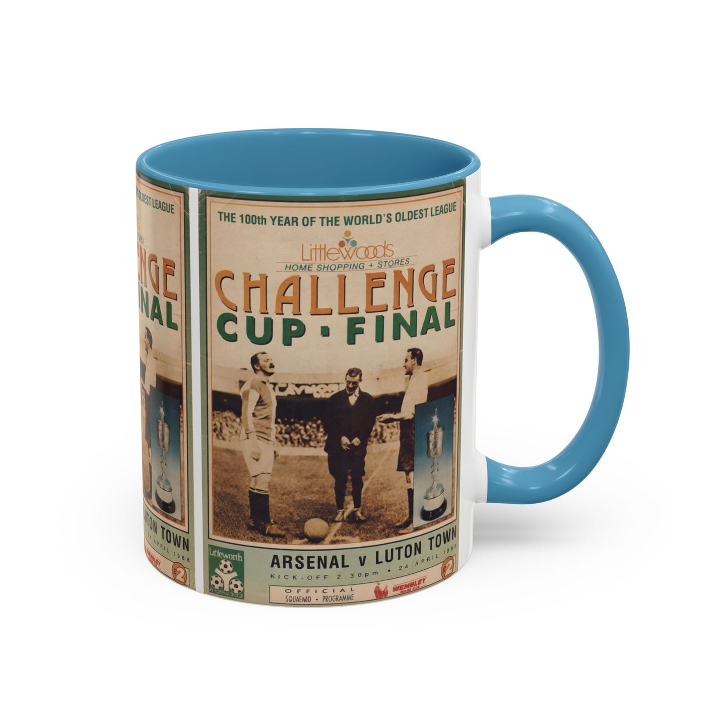 1988 Littlewoods Cup Final Luton Town Arsenal Programme Poster Accent Coffee Mug (11, 15oz)