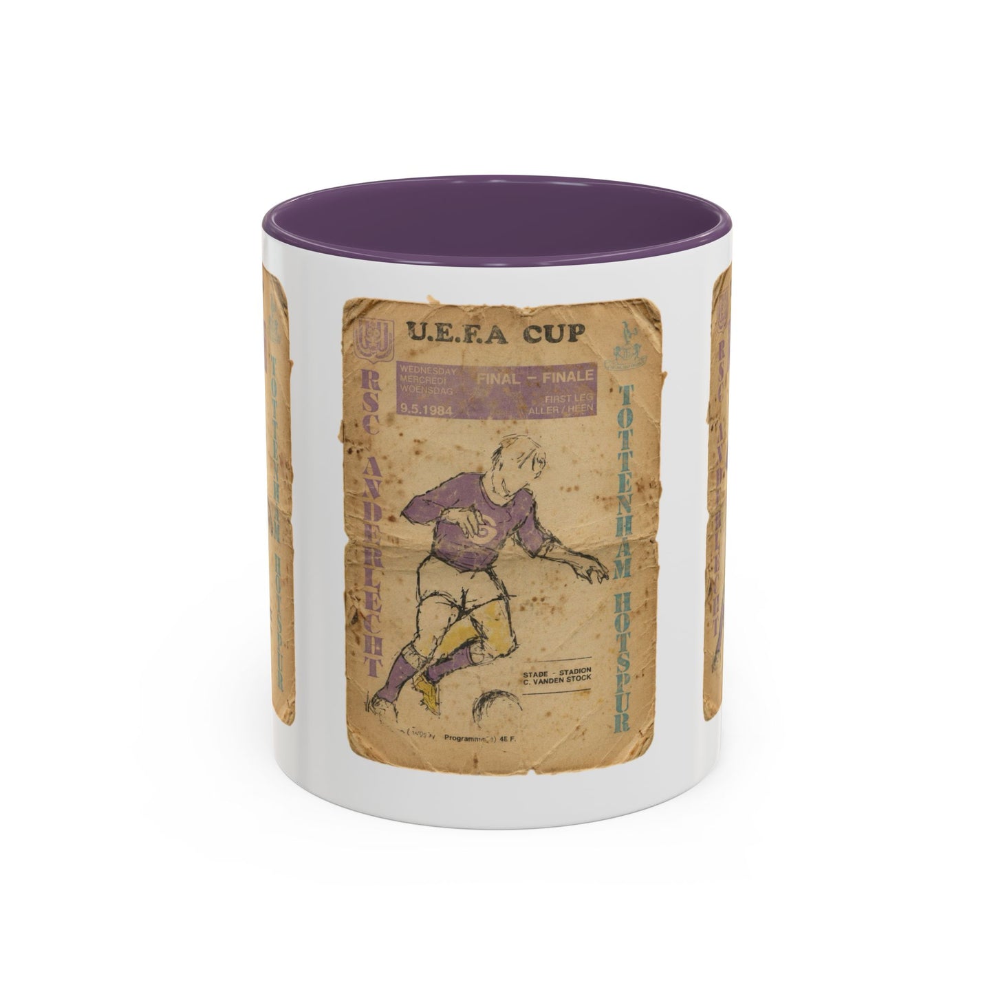 1984 UEFA Cup Final Tottenham Hotspur Anderlecht Programme Poster Accent Coffee Mug (11, 15oz)