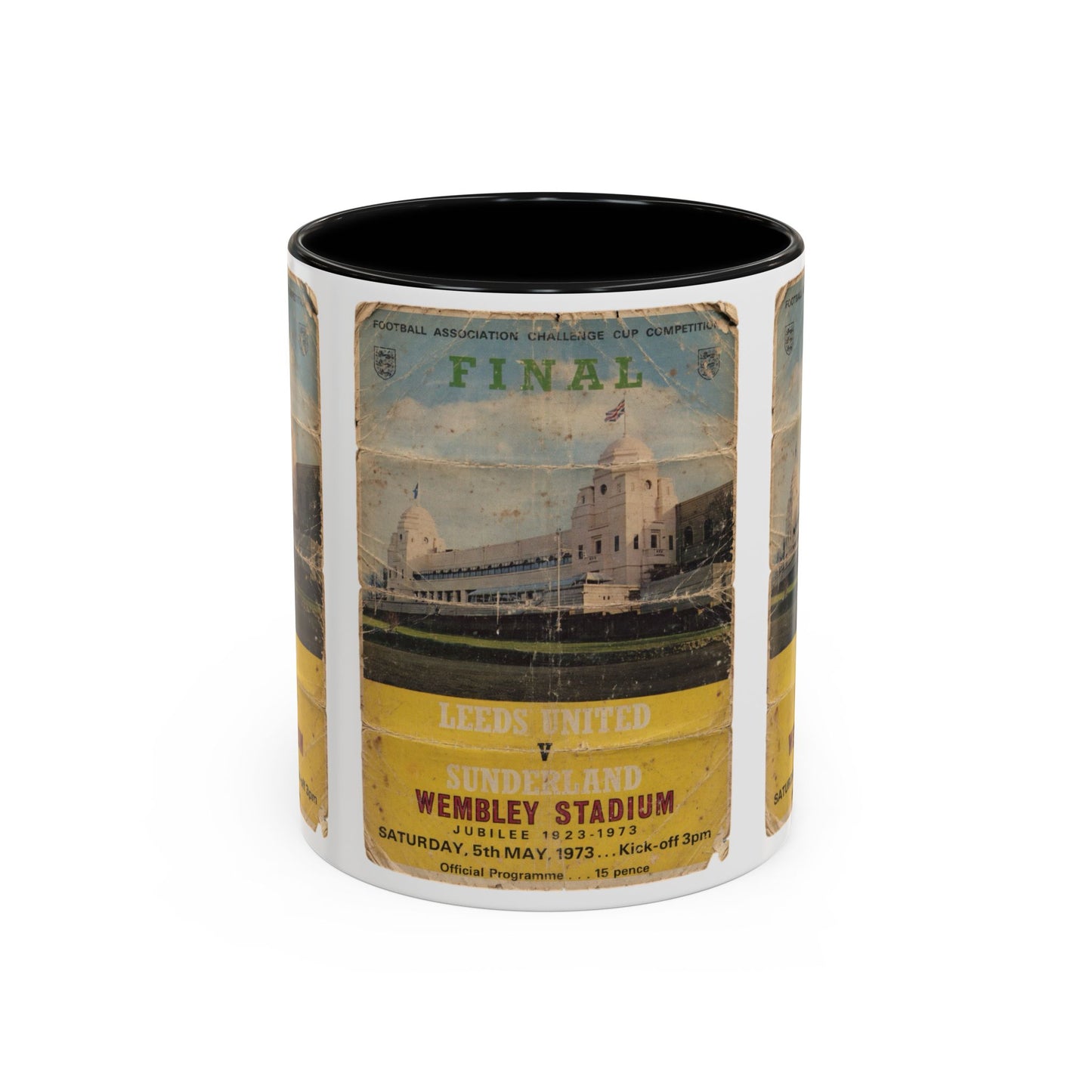 1973 FA Cup Final Programme Poster Sunderland Leeds United Accent Coffee Mug (11, 15oz)