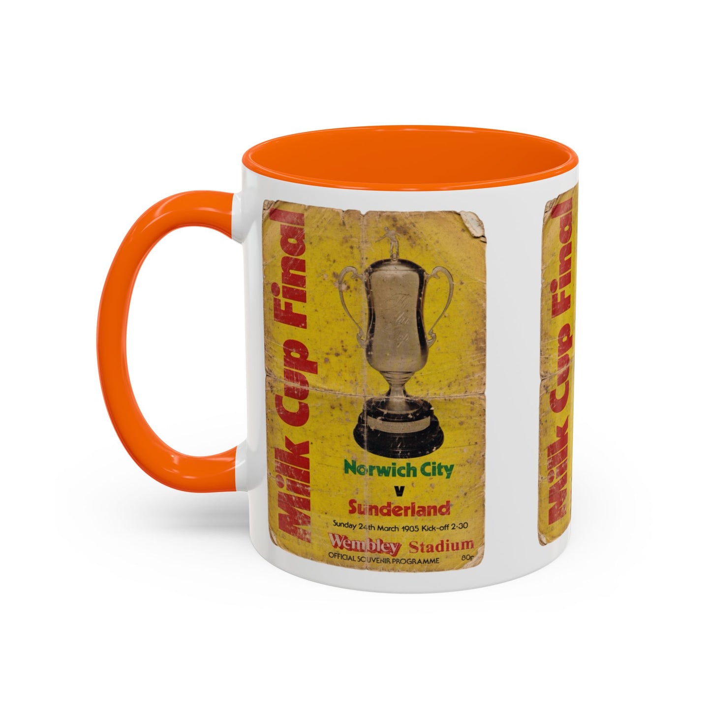 1985 Milk Cup Final Norwich City Sunderland Programme Poster Accent Coffee Mug (11, 15oz)