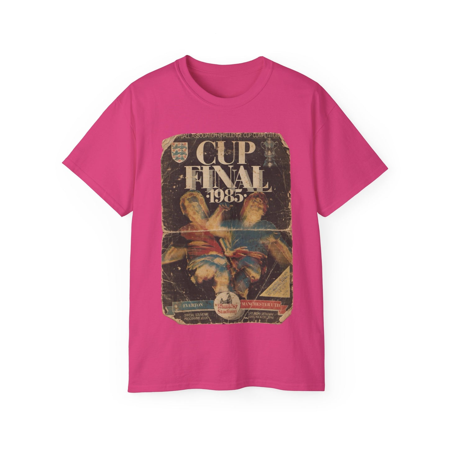 1985 FA Cup Final Manchester United Everton Programme Poster Unisex Ultra Cotton Tee