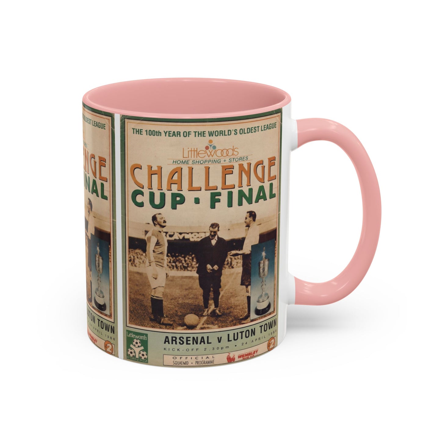 1988 Littlewoods Cup Final Luton Town Arsenal Programme Poster Accent Coffee Mug (11, 15oz)