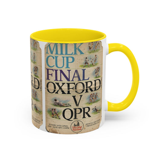 1986 Milk Cup Final Oxford United QPR Programme Poster Accent Coffee Mug (11, 15oz)