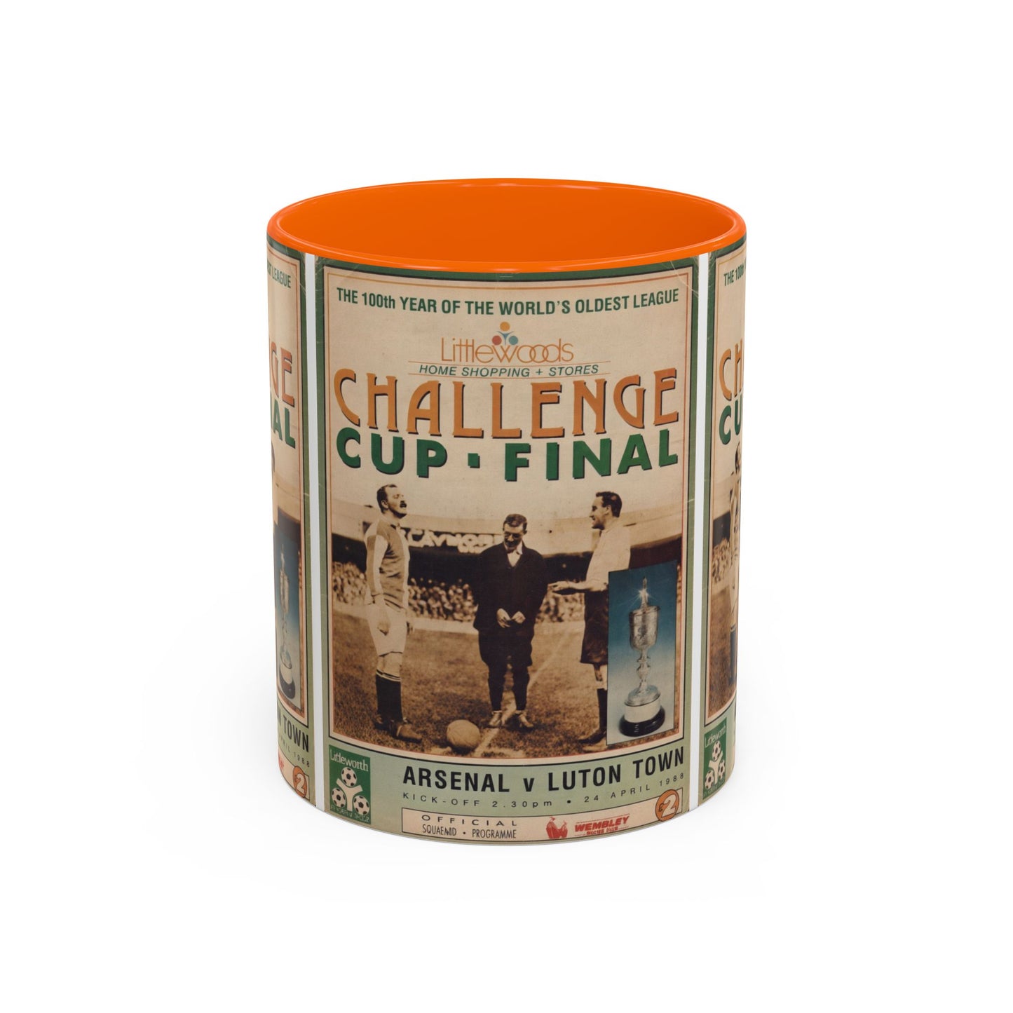 1988 Littlewoods Cup Final Luton Town Arsenal Programme Poster Accent Coffee Mug (11, 15oz)