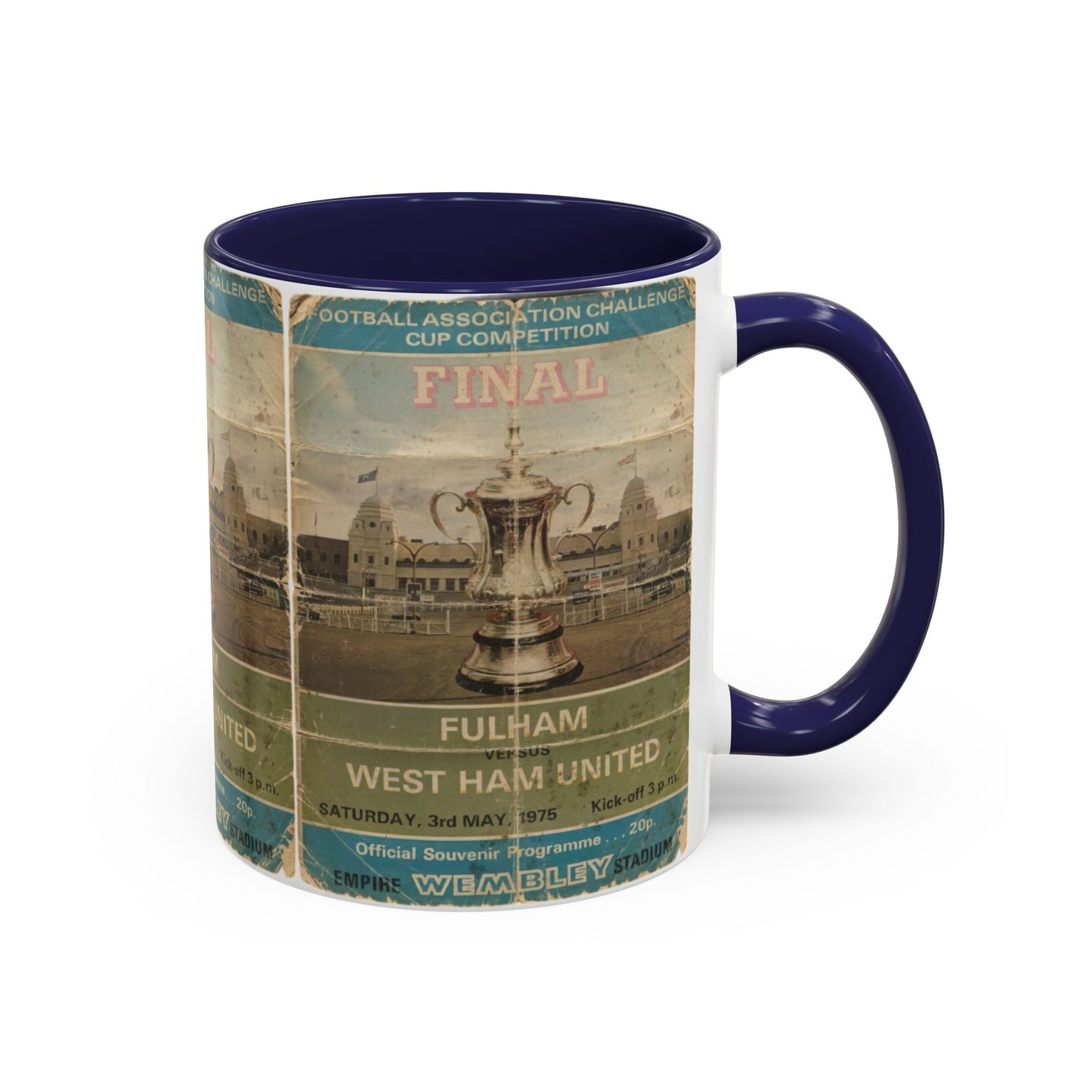 1975 FA Cup Final Programme Poster West Ham Fulham Accent Coffee Mug (11, 15oz)