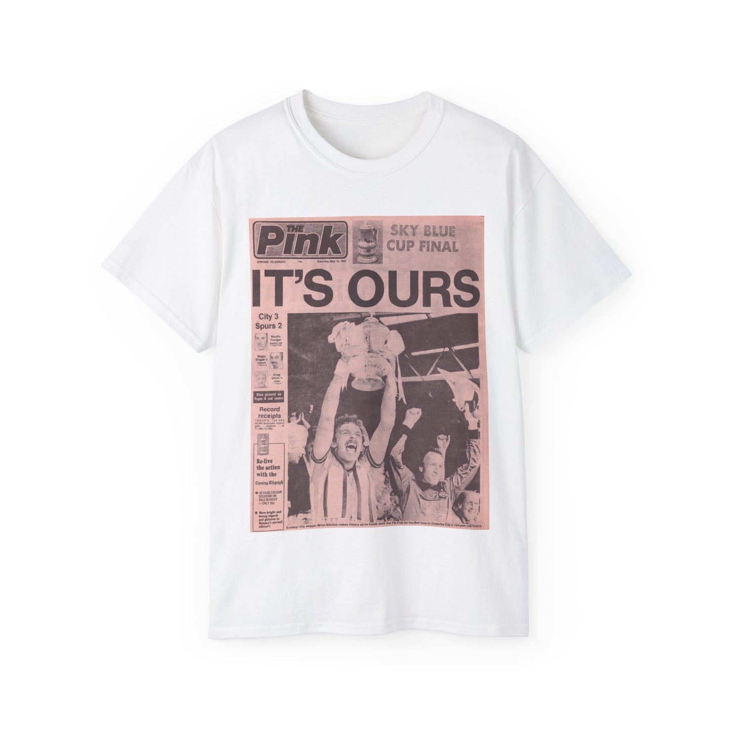 Coventry City Newspaper The Pink FA Cup Final 1987 Unisex Ultra Cotton Tee
