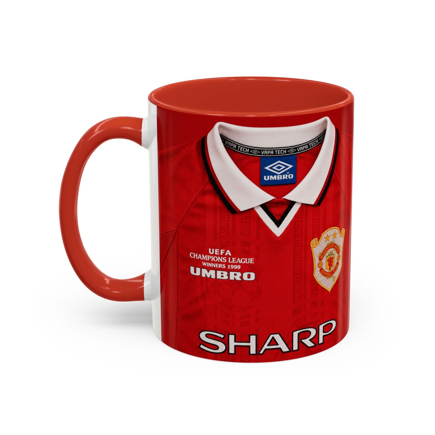 Manchester United European Shirt 1997-2000 Accent Coffee Mug (11, 15oz)