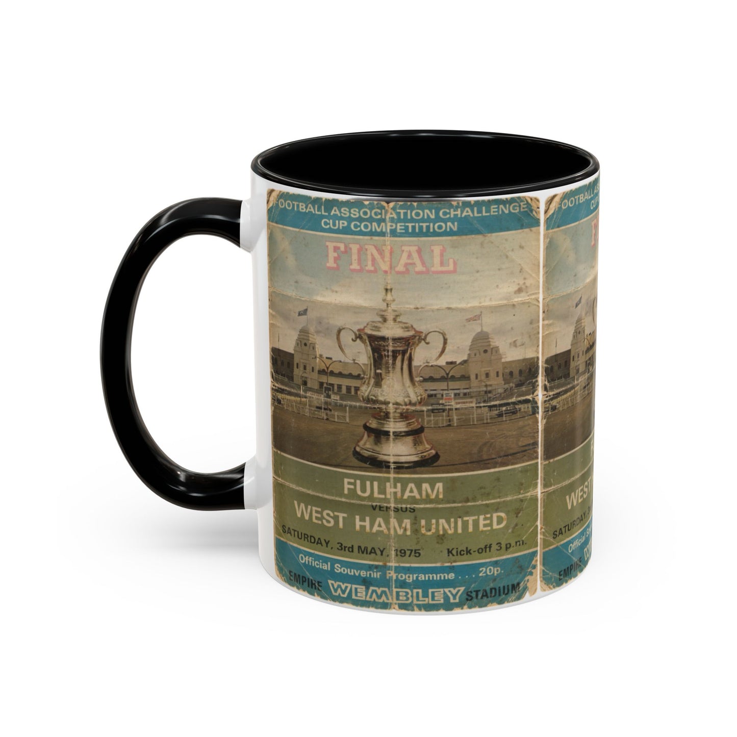 1975 FA Cup Final Programme Poster West Ham Fulham Accent Coffee Mug (11, 15oz)