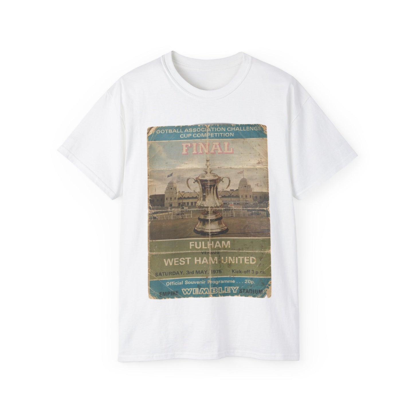 1975 FA Cup Final Programme Poster West Ham Fulham Unisex Ultra Cotton Tee