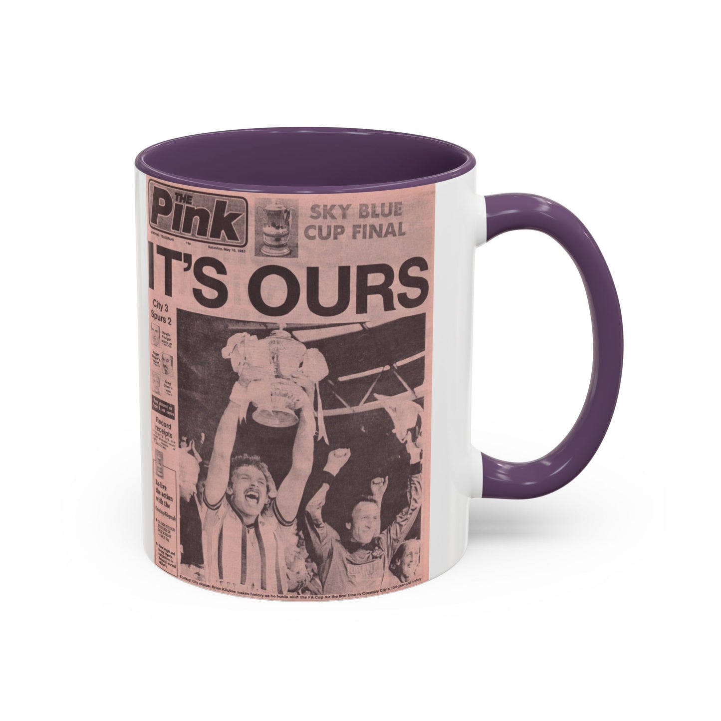 Coventry City Newspaper The Pink FA Cup Final 1987 Accent Coffee Mug (11, 15oz)