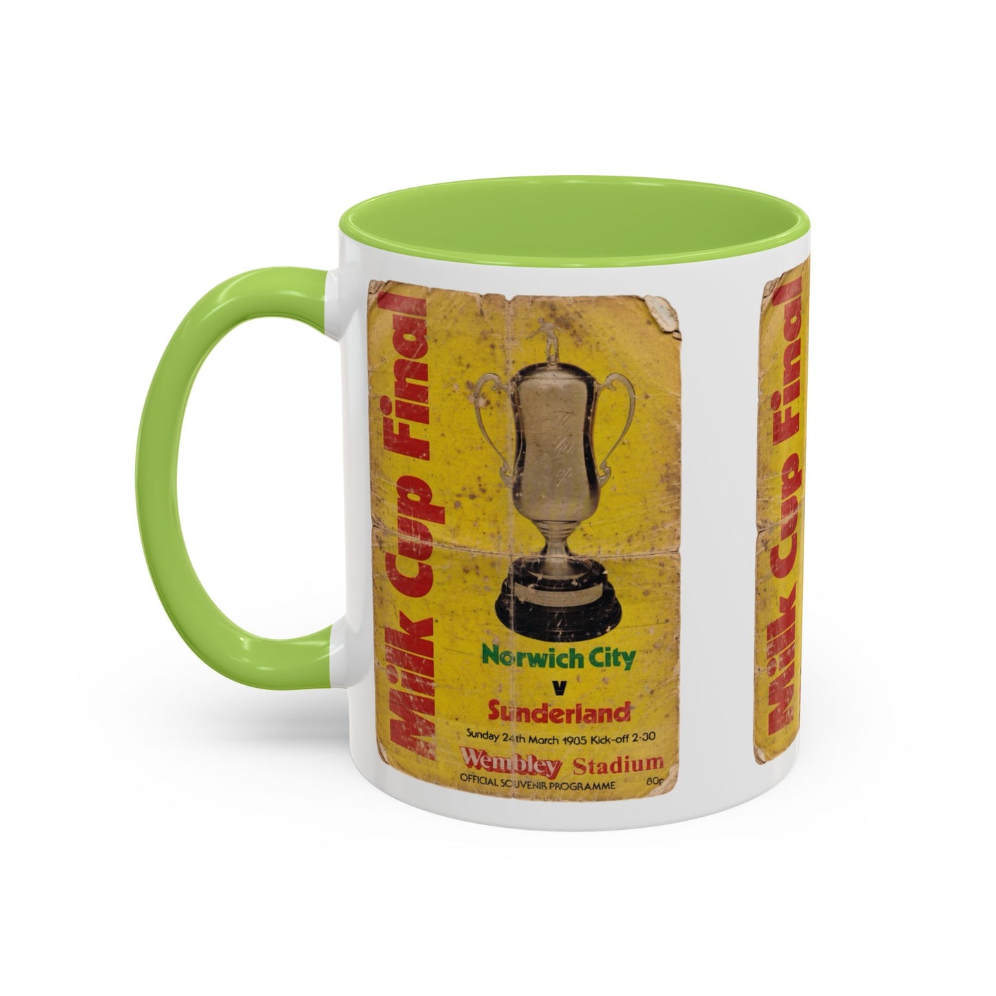 1985 Milk Cup Final Norwich City Sunderland Programme Poster Accent Coffee Mug (11, 15oz)