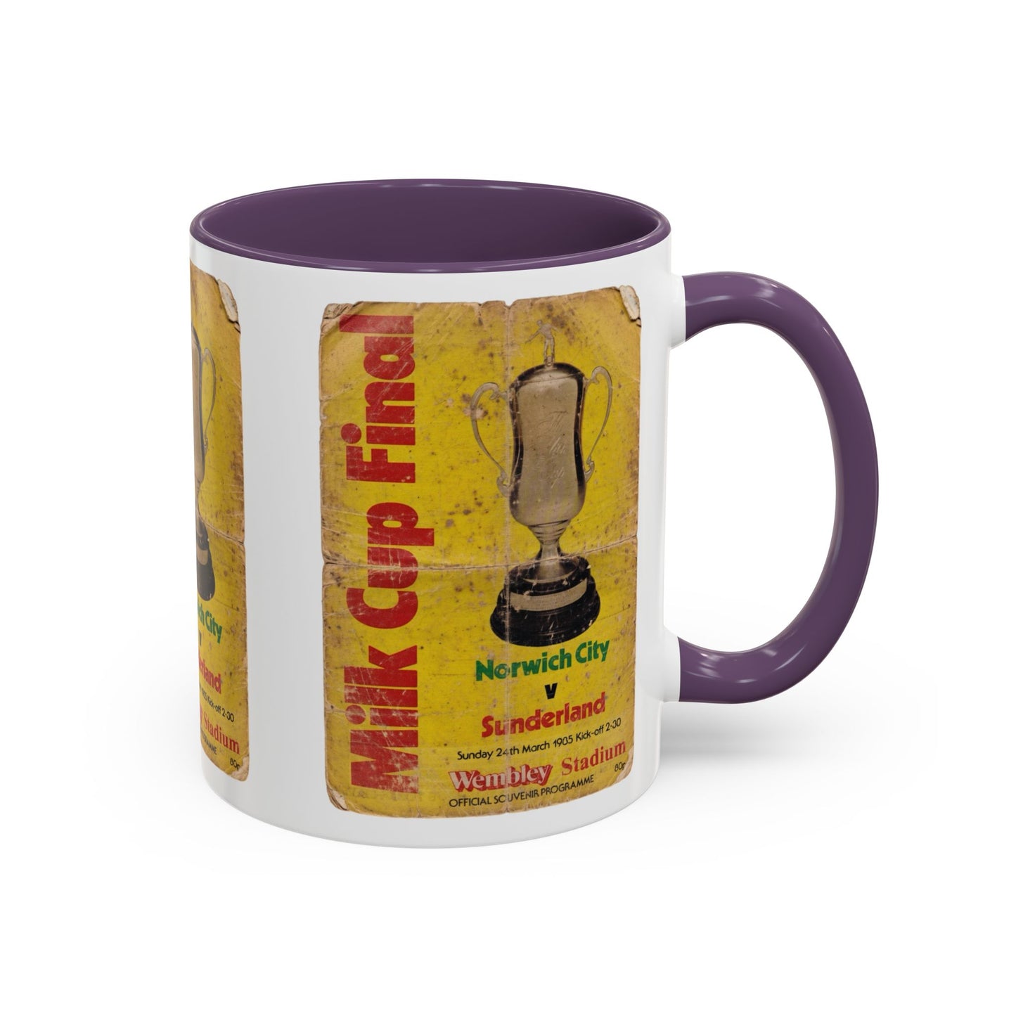 1985 Milk Cup Final Norwich City Sunderland Programme Poster Accent Coffee Mug (11, 15oz)