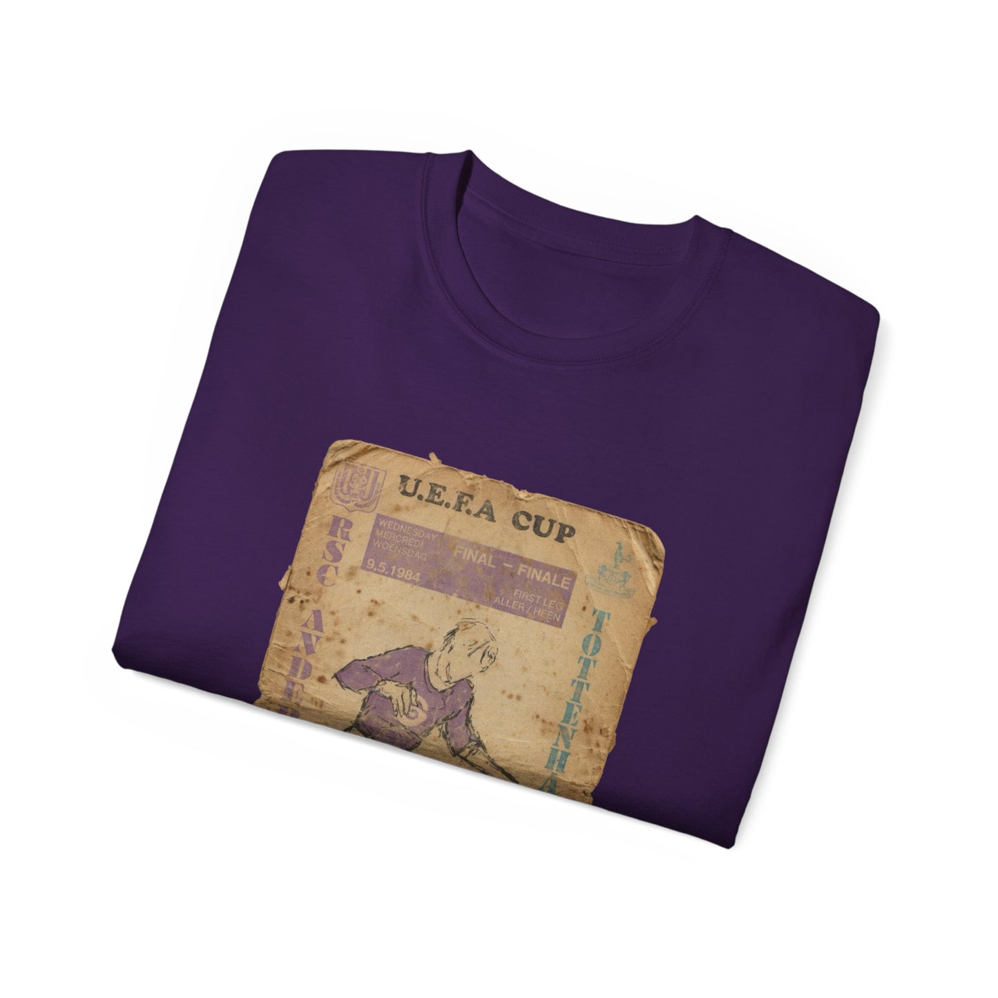 1984 UEFA Cup Final Tottenham Hotspur Anderlecht Programme Poster Unisex Ultra Cotton Tee