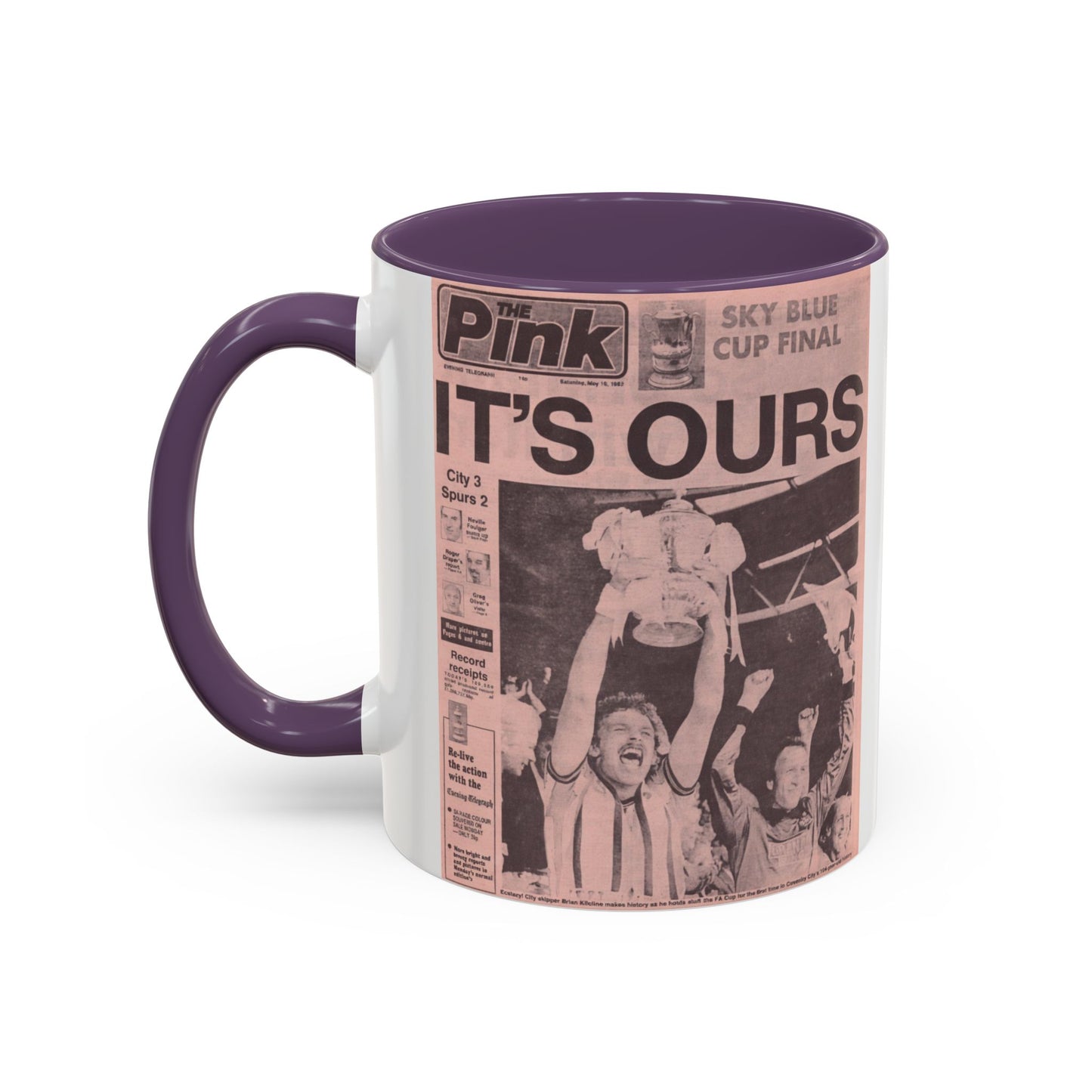 Coventry City Newspaper The Pink FA Cup Final 1987 Accent Coffee Mug (11, 15oz)