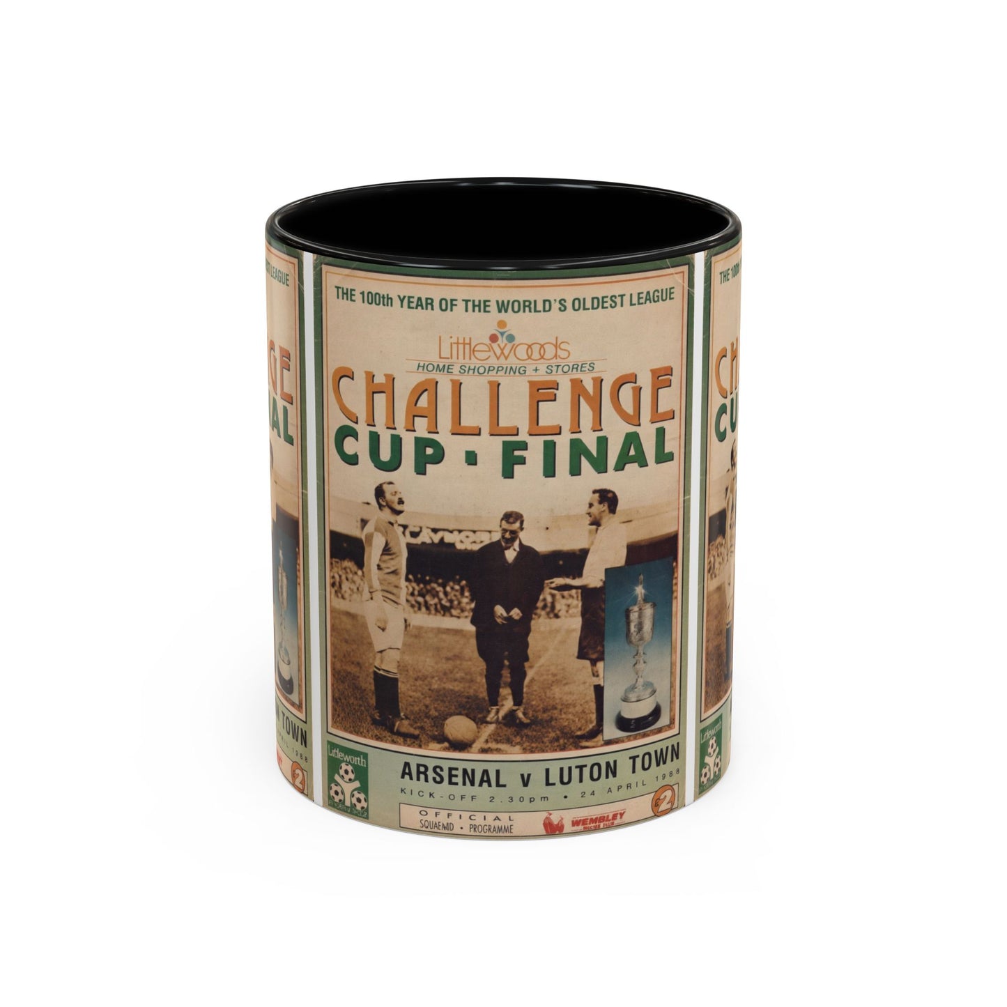 1988 Littlewoods Cup Final Luton Town Arsenal Programme Poster Accent Coffee Mug (11, 15oz)