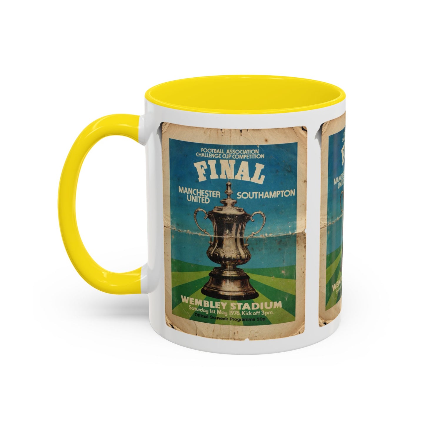 1976 FA Cup Final Manchester United Southampton Programme Accent Coffee Mug (11, 15oz)