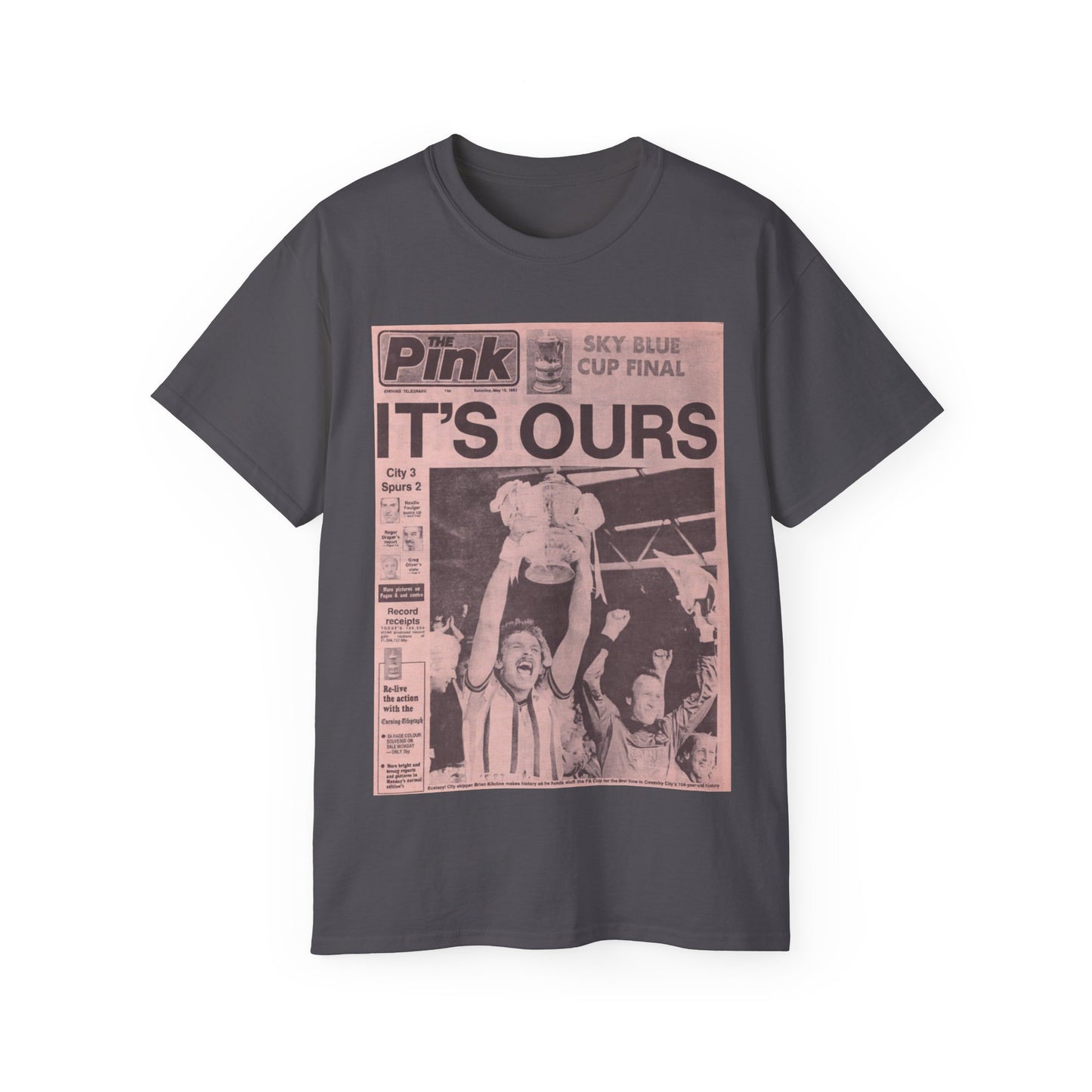 Coventry City Newspaper The Pink FA Cup Final 1987 Unisex Ultra Cotton Tee