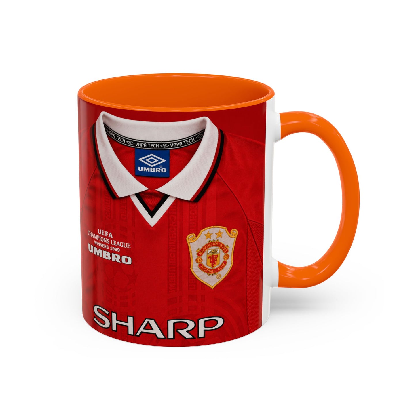Manchester United European Shirt 1997-2000 Accent Coffee Mug (11, 15oz)