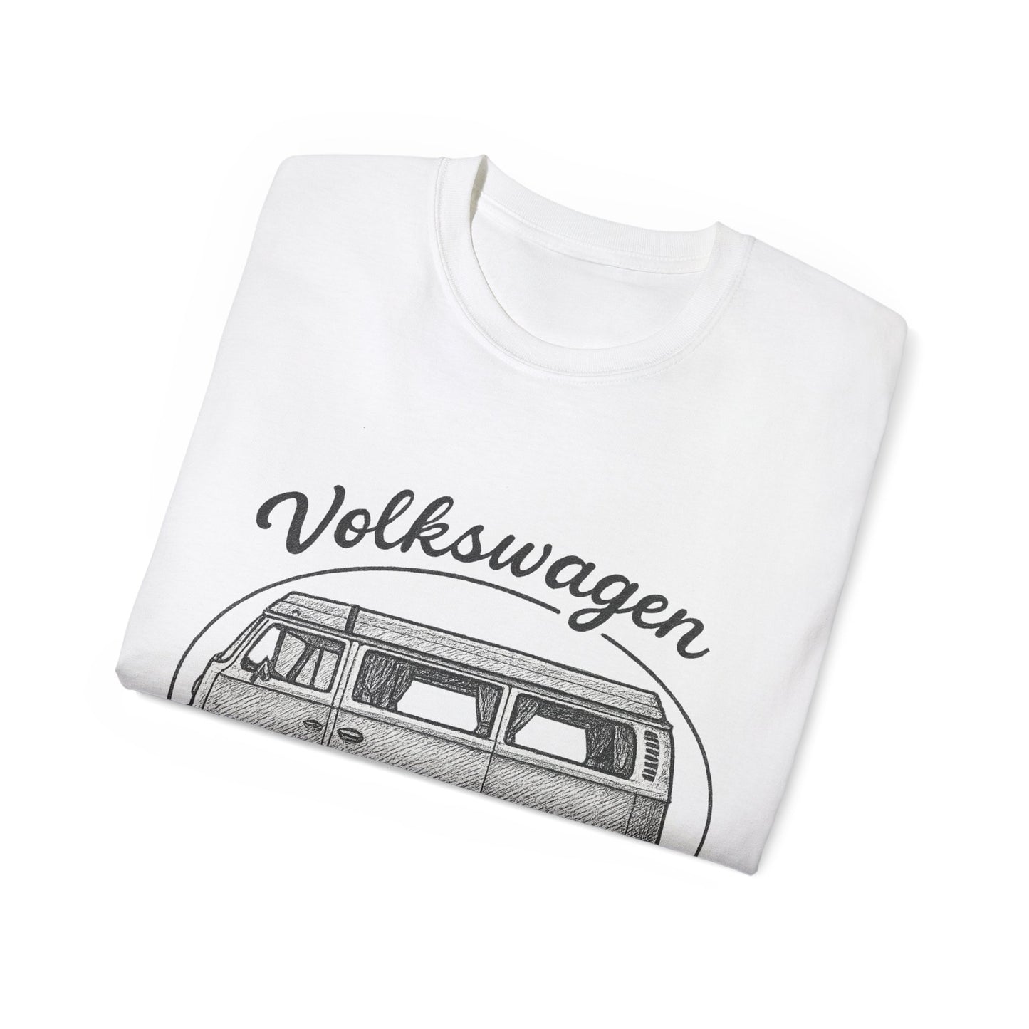 Volkswagen Camper Van sideways Drawing Black And White T-Shirt