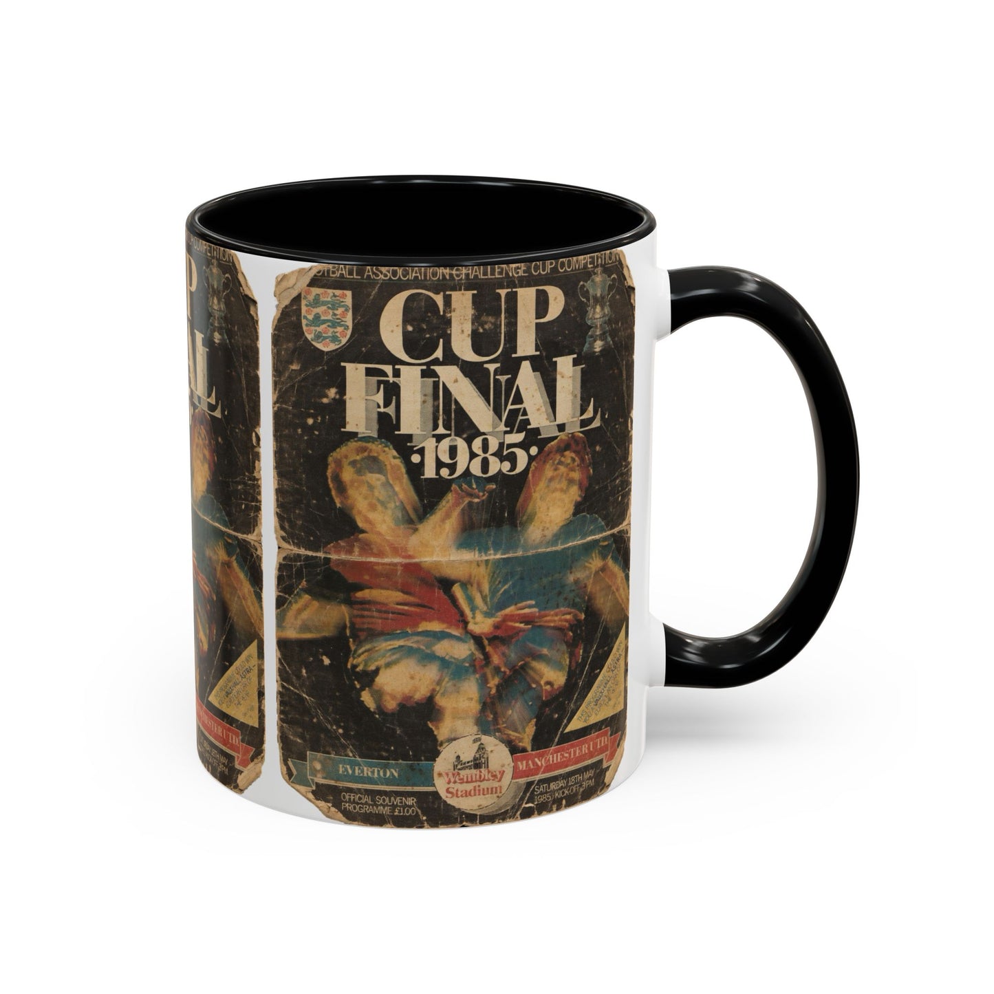 1985 FA Cup Final Manchester United Everton Programme Poster Accent Coffee Mug (11, 15oz)