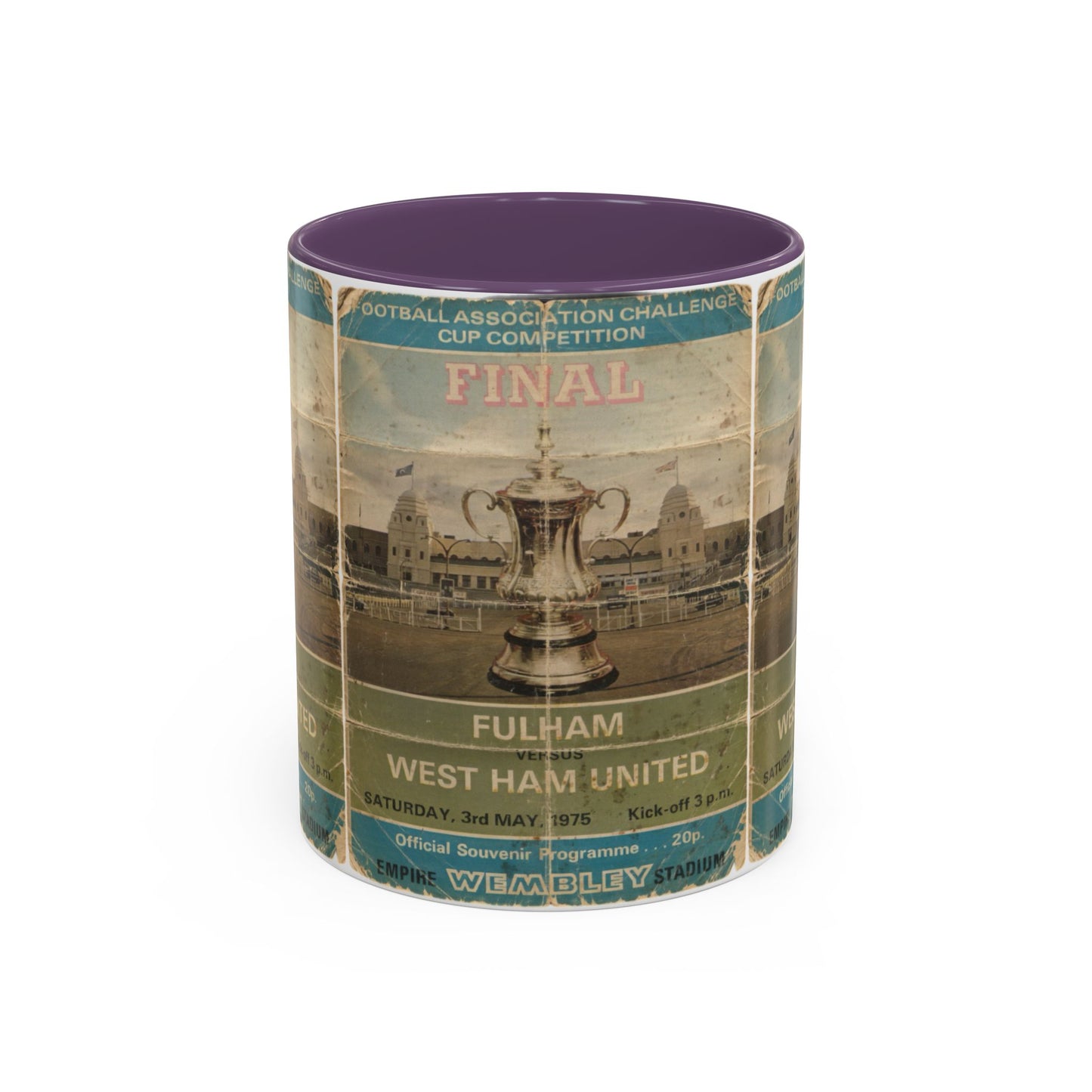 1975 FA Cup Final Programme Poster West Ham Fulham Accent Coffee Mug (11, 15oz)