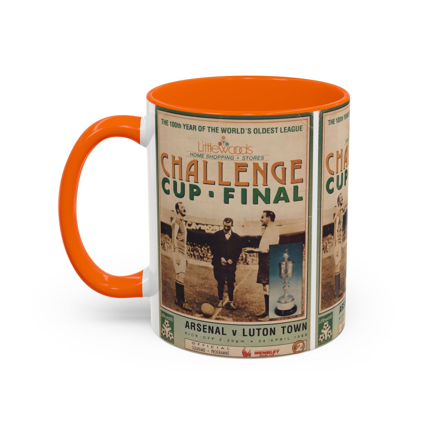 1988 Littlewoods Cup Final Luton Town Arsenal Programme Poster Accent Coffee Mug (11, 15oz)