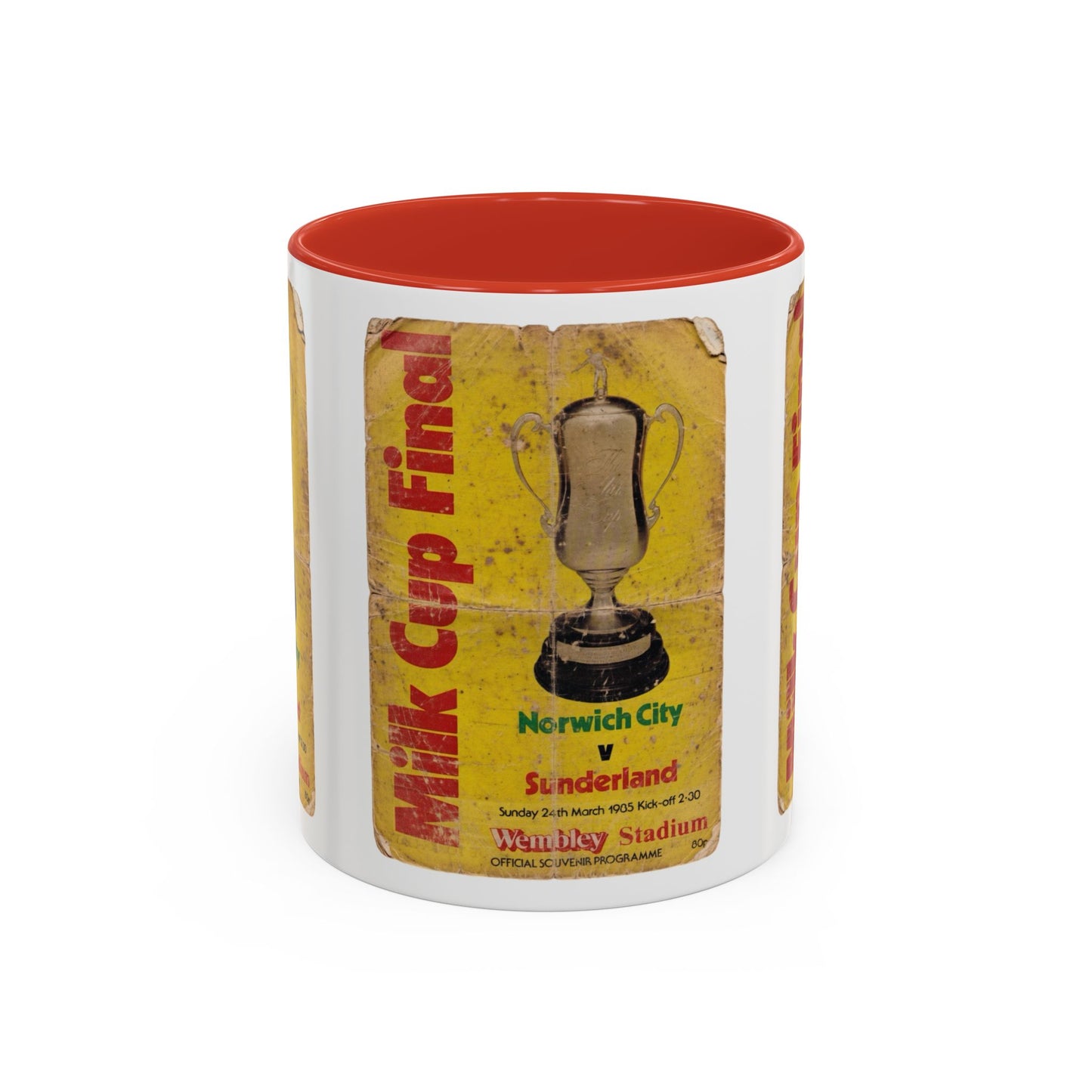 1985 Milk Cup Final Norwich City Sunderland Programme Poster Accent Coffee Mug (11, 15oz)