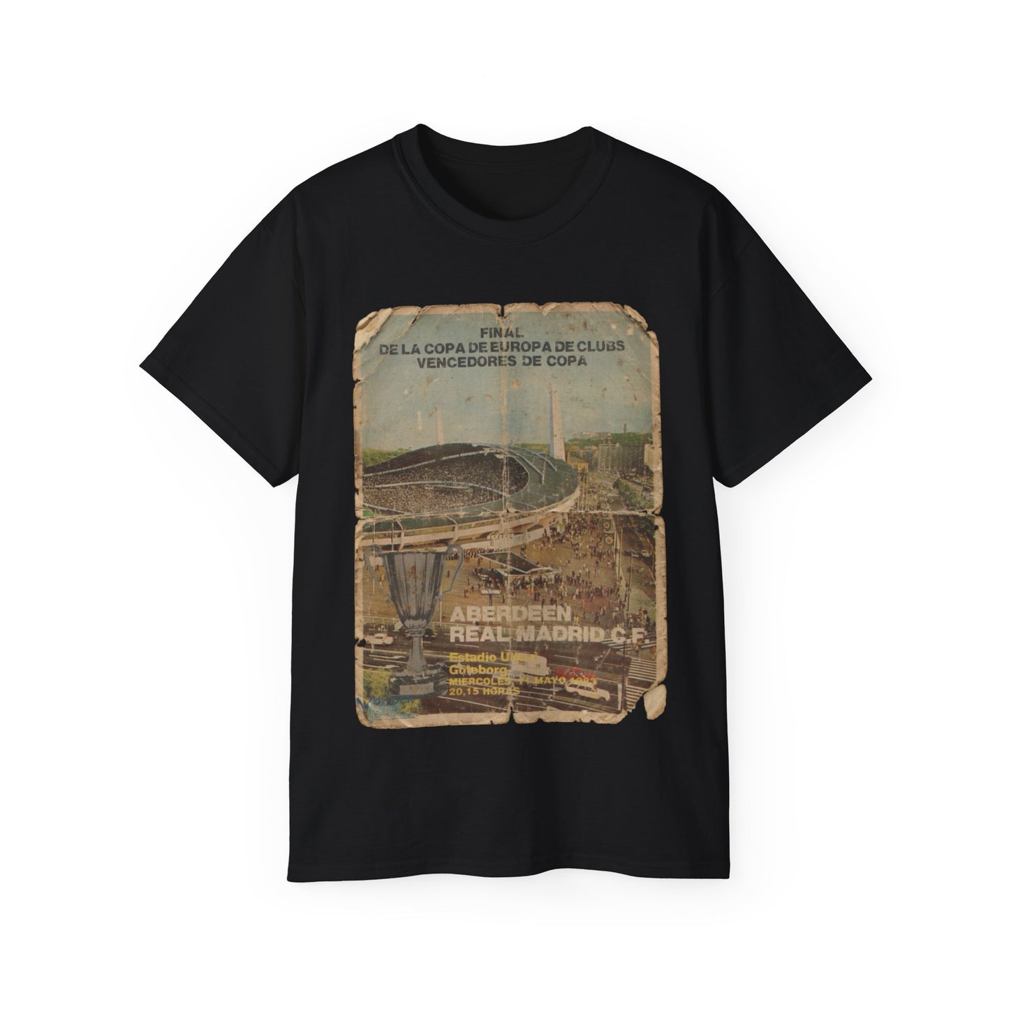 1983 European Cup Winners Cup Final Aberdeen Real Madrid Poster Unisex Ultra Cotton Tee