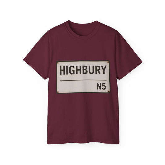 Highbury N5 Arsenal Road Sign T-Shirt